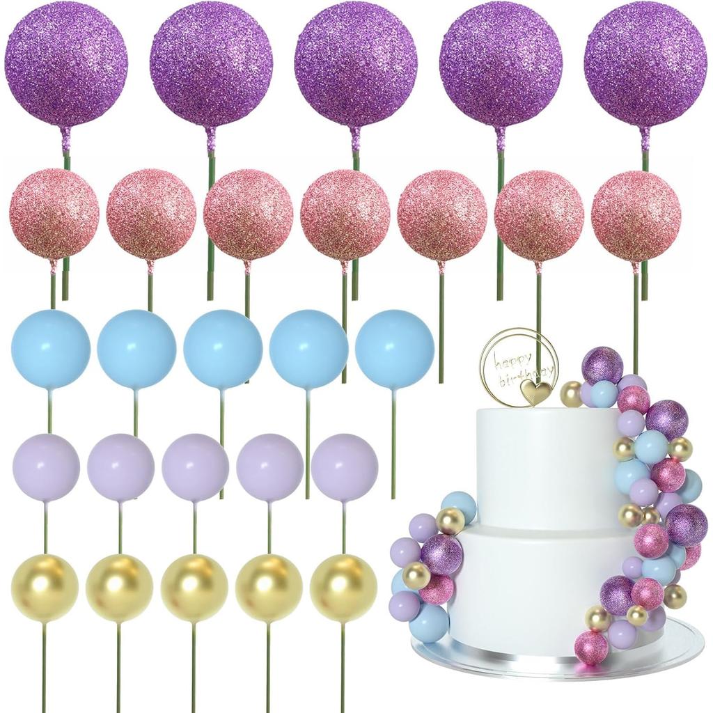 50 Pcs Ball Cake Topper Foam Balls Cake decorations for Baby Shower Cake Birthday Cake Toppers Decorations