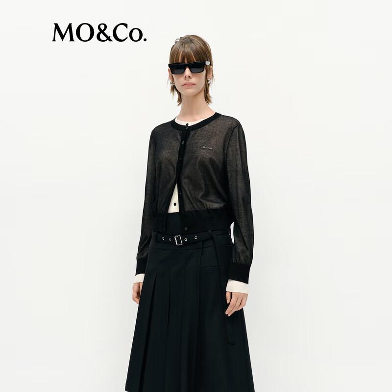 MO&Co. Lightweight Combed Cotton Nylon Knit Cardigan Set