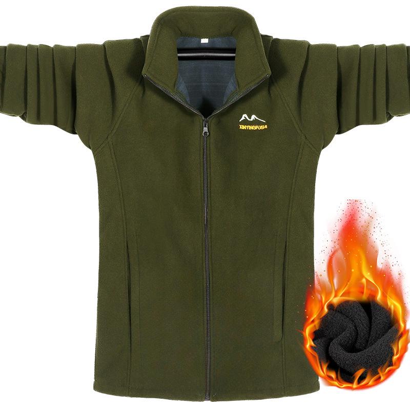 Chaqueta polar de hombre más terciopelo grueso primavera y otoño cálida suelta chaqueta polar de gran tamaño