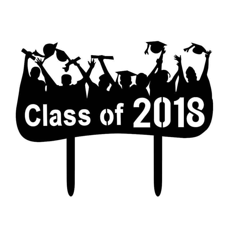 New Class of  Black Cake Topper Graduation Party Cake Decoration with Acryl