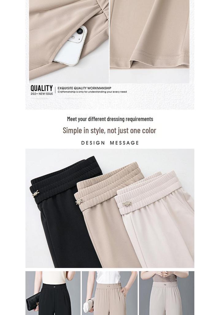 Plus Size Elastic Waist Casual Pants for Middle-aged and Elderly Women