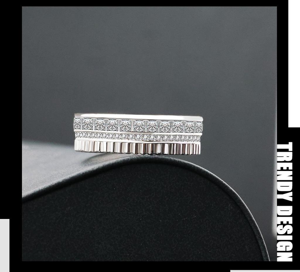 S925 Sterling Silver Double Row Ring - Japanese & Korean Hip-Hop Trend, Women’s Popular Style