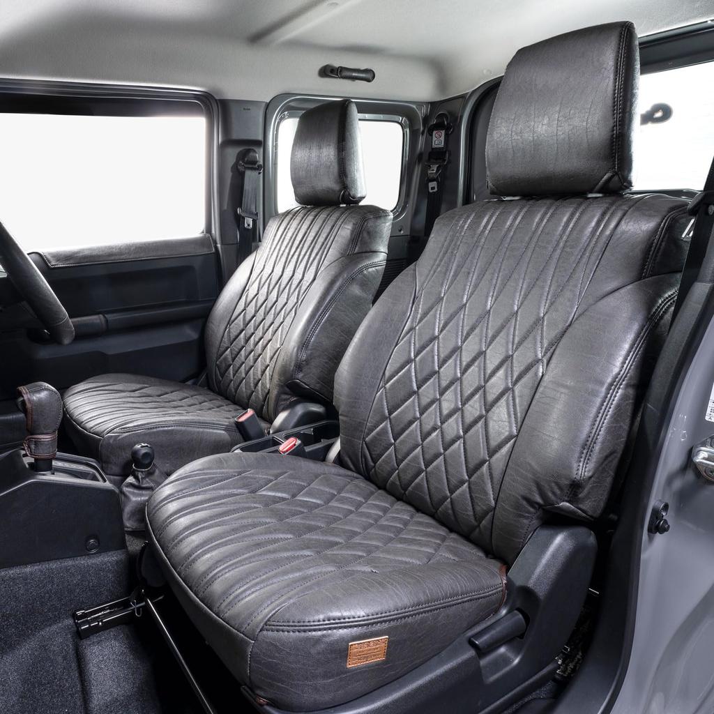 Grace Antique Design D Seat Covers for JB64 JB74 Jimny and Jimny Nomad Front Seats Only Vintage Jimny, Sierra, (5-Door), (One Row), Color Black,