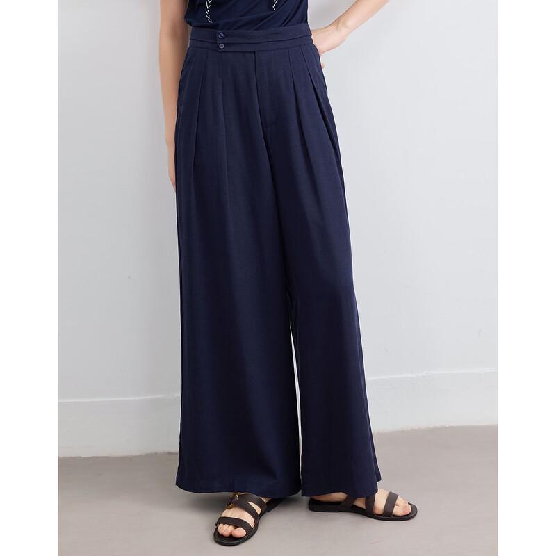 

Demana Linen Tencel Blend Pleated Wide-Leg Casual Pants M