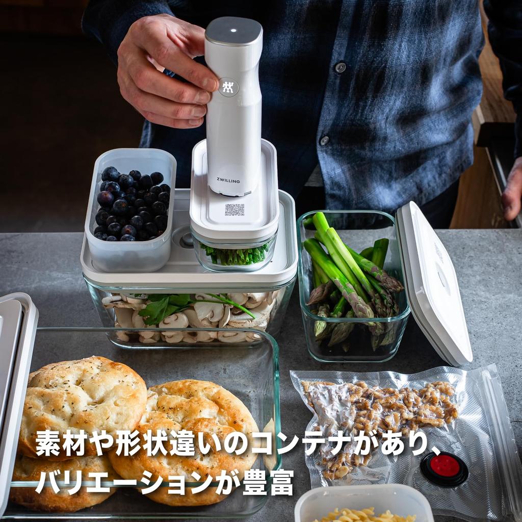 ZWILLING Fresh Save Vacuum Sealer Starter Set with Small and Medium Glass Includes a Vacuum Glass Storage Japanese Fresh Save & 7-Piece Containers.