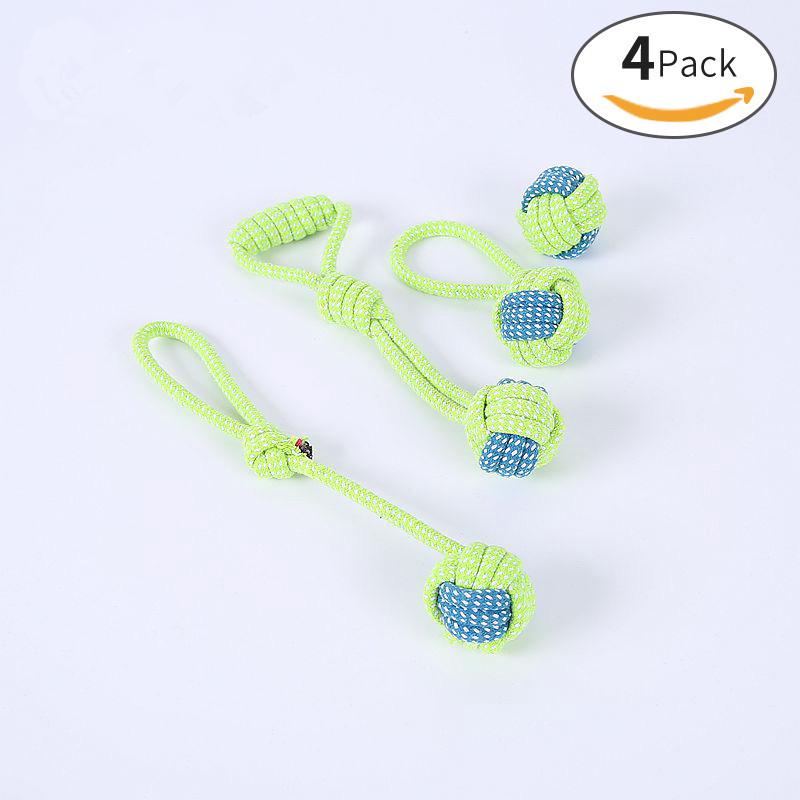 Durable Cotton Rope Pet Toy Set: Teething & Knotted Ball Toys for Cats and Dogs