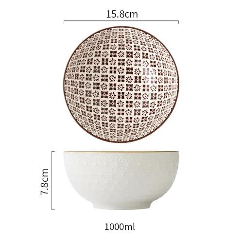 1Pcs Japanese tableware ceramic bowl single student dormitory bowls fruit salad soup rice net red noodles bowl zero waste