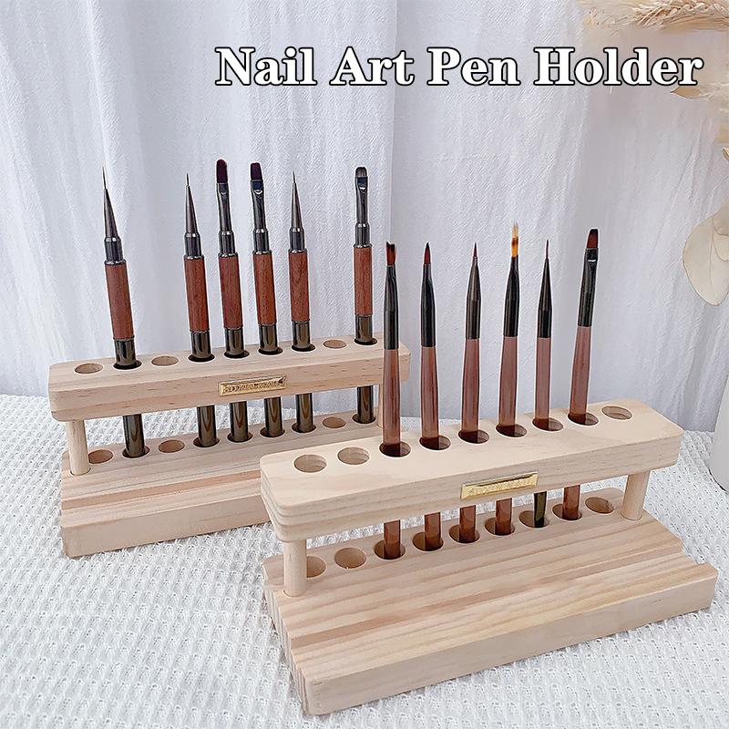 1Pcs Wood Multifunction Desk Organizer Nail Art Pen Holder Phone Stand And Storage Solution For Nail Tool