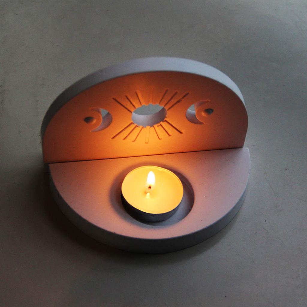 Sun Moon Candlestick Silicone Mold Candle Base Mould Aromatherapy Candle Holder Molds for Tealight Candle Holder