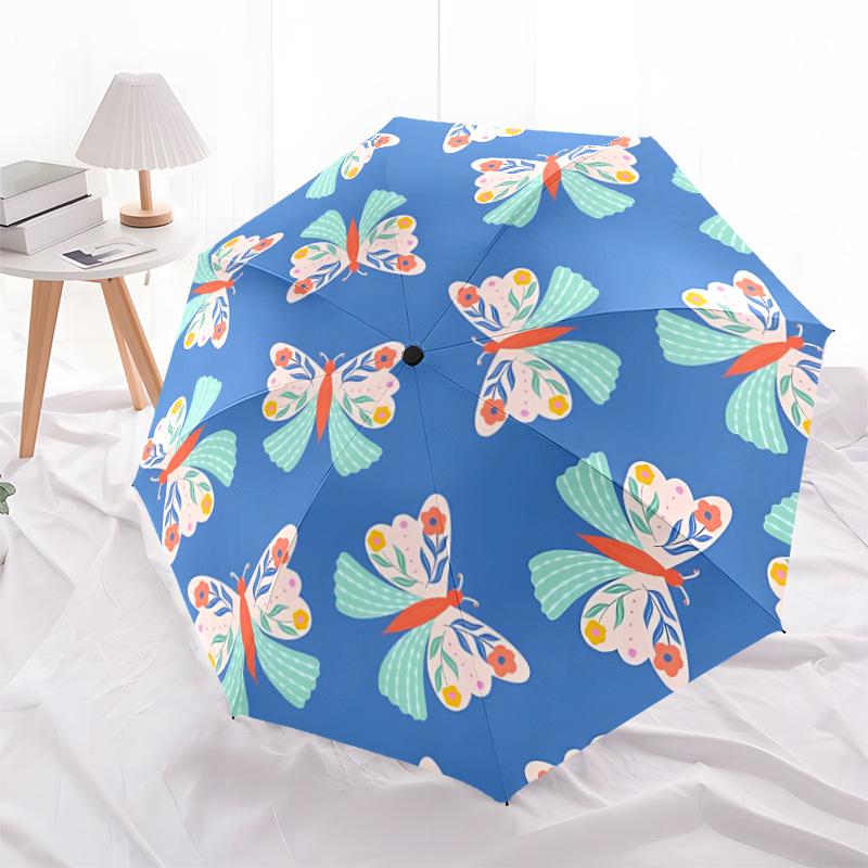 1pc Butterfly PatternAutomatic Open/close Folding Umbrella, Compact Portable Travel Umbrella, Perfect Birthday/Holiday, Cute Umbrella y044