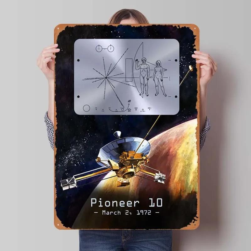 Voyager 1 Zlatá deska Kovové cedule Vesmírné plakáty Dekorace do domácnosti Plechový cedule Tabulka pro výzdobu nástěnného umění Dekorace herního pokoje