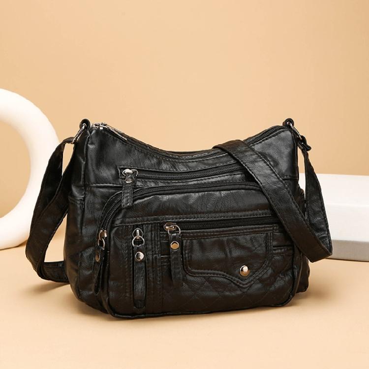 Leather Bag for Women Large Capacity Trendy Shoulder Bag Solid Color Bag