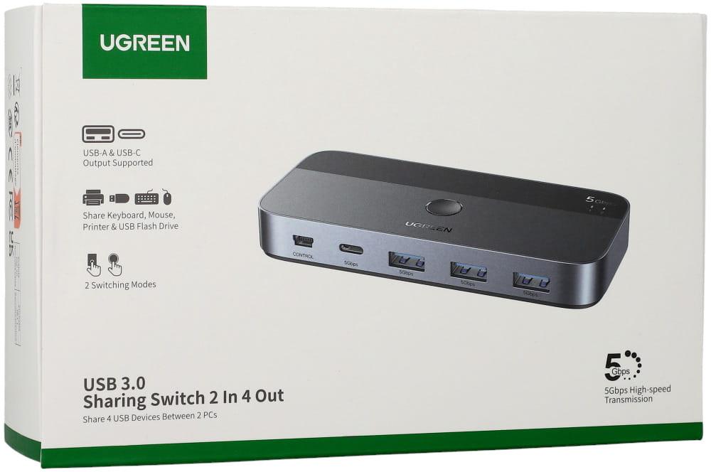 Ugreen USB 3.0 CM662 2in4 Out USB Switch Black (6941876217052)