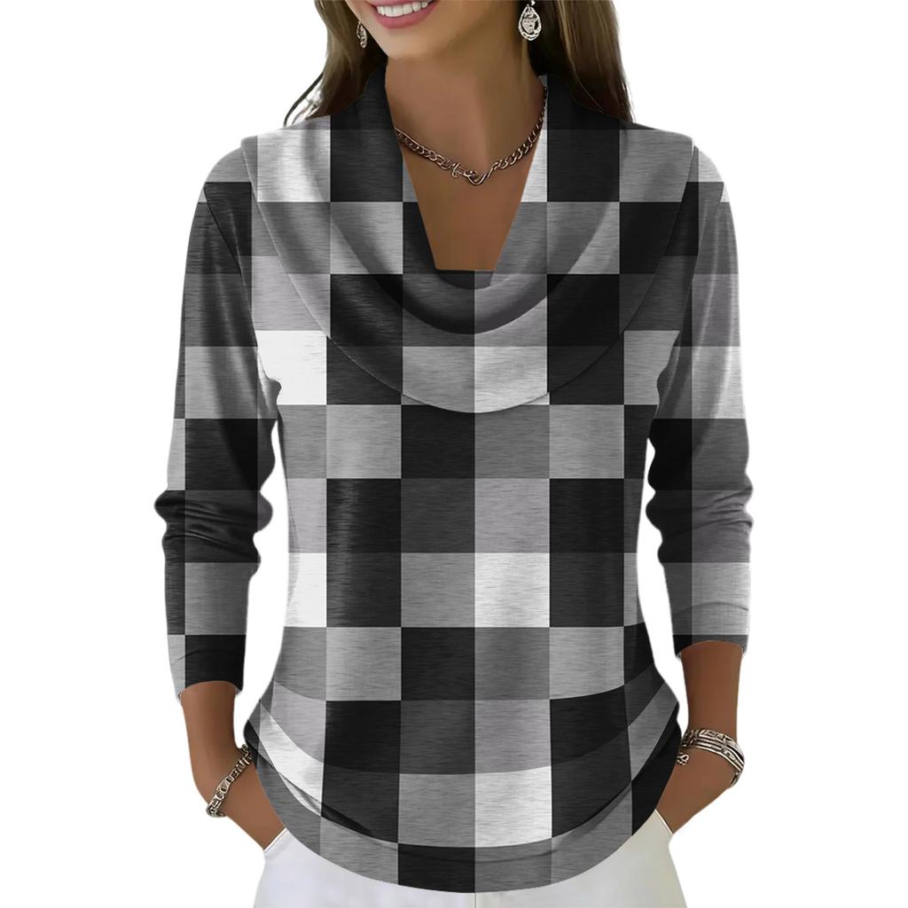 Dámský ležérní a módní svetr s dlouhým rukávem a potiskem, kulatým výstřihem