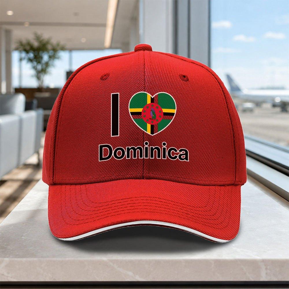 Adjustable Dominica Heart Flag Baseball Cap Lightweight Unisex Printed Hat for Outdoor Weddings Parties