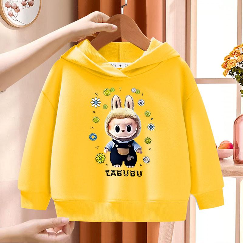 Sudaderas de moda para niños con estampado de patrón Labubu, tops casuales adecuados para niños y niñas