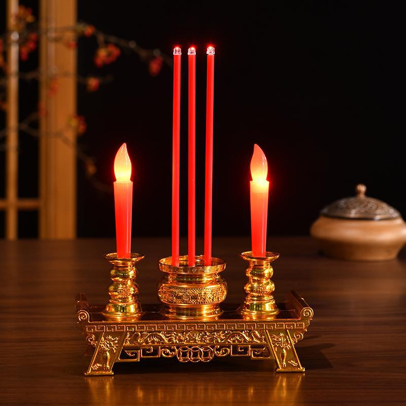 LED Electronic Incense Burner & Candle Holder for Buddha Offering