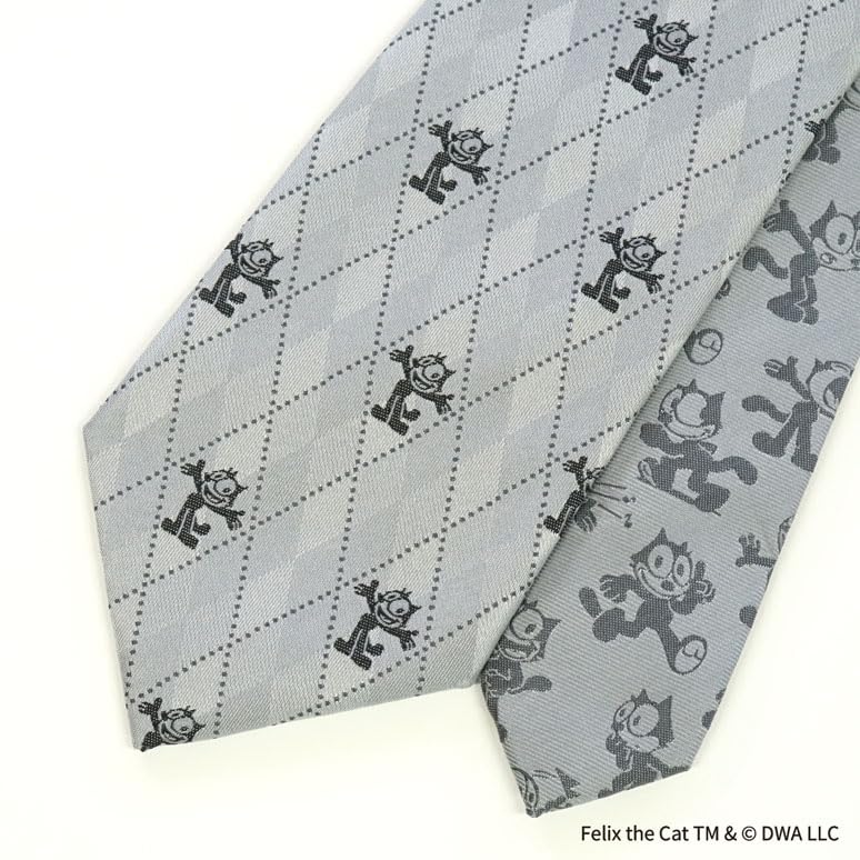 [Felix] The Cat  Character Tie (Argyle Pattern) UND49167 Silver