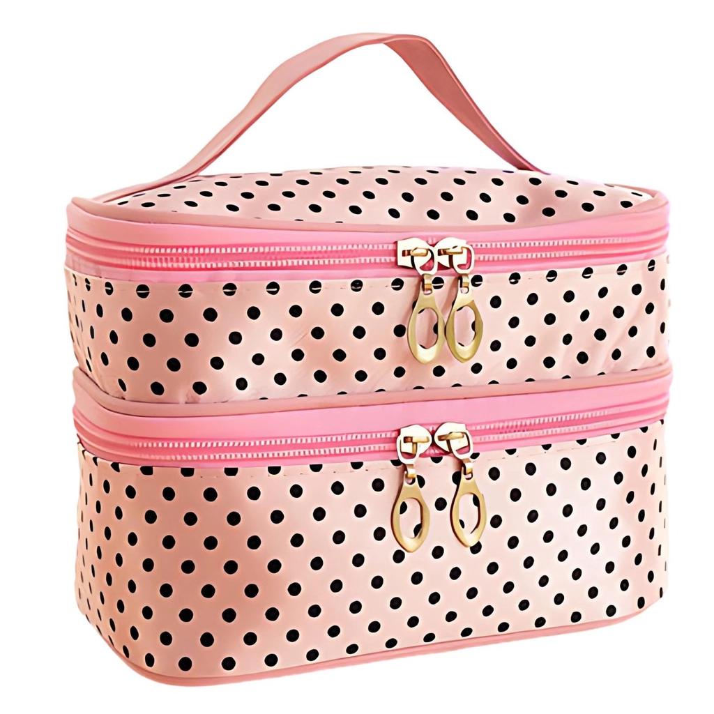 Clearance Double Layer Travel Makeup Bag Women, Large Cosmetic Case, Organizer for Travel-Size Accessories Bottles, Brushes, Skin Care Products