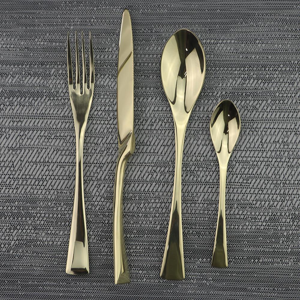 4Pcs/Set Rose Dinnerware Set Stainless Steel Cutlery Set Dinner Knife Fork Tea Spoon Tableware Set Home Kitchen Silverware Set
