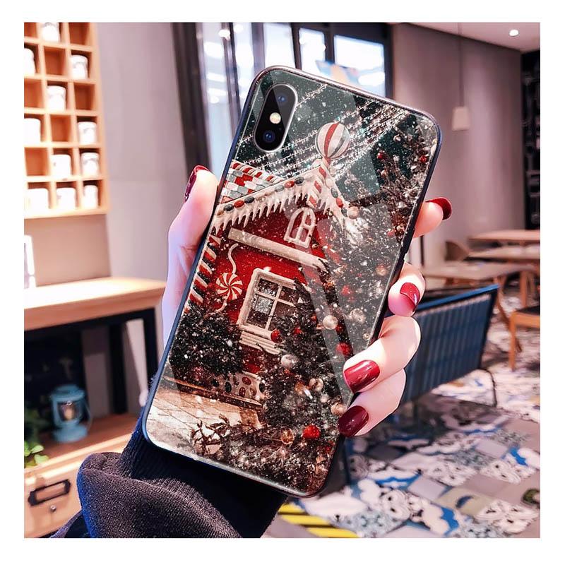 Santa Christmas Tree Glass Phone Case For iPhone 17 Pro Max Air 17 16 15 14 13 Pro Max 15 16 Pro 15Plus Case