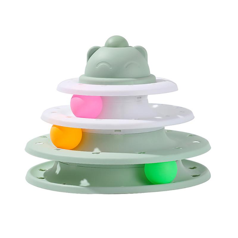 Torre giocattolo per gatti a 4 livelli, giradischi, palline a rulli, giocattoli interattivi, intelligenza, pista di allenamento, puzzle, giochi divertenti, accessori