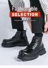Men's British Style High-Top Martin Leather Boots - Versatile Workwear, Casual Mid-Top Motorcycle Shoes