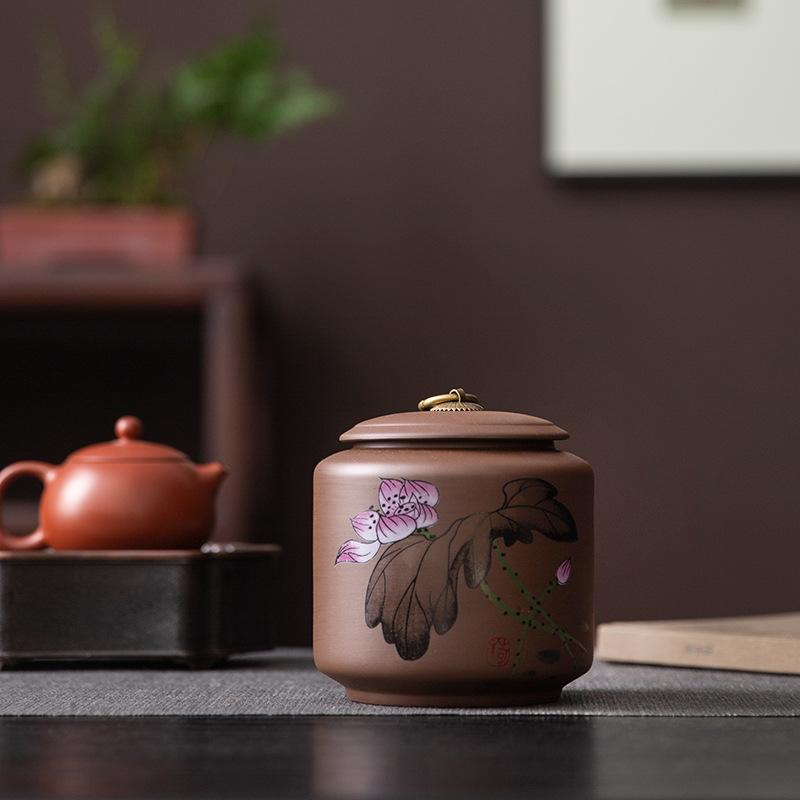 Vintage Tea Jar with Lid Ceramic Sealed Candy Jar Home Multifunctional Coffee Bean Nut Medicinal Material Storage Box Home Decor