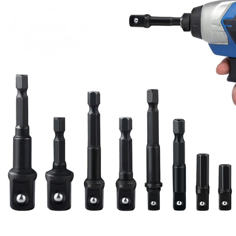 Texture1 Set 1 4 Drive Impact Socket Adapter Reducer Square Socket Drill Bit Bar Adapter Durable Steel for Garage Mechanics