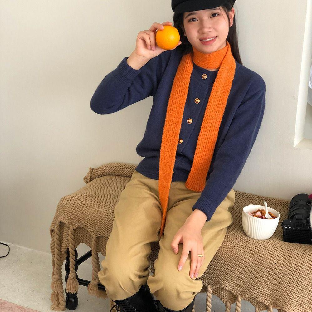 Alleskombinierbarer einfarbiger Wollschal Harajuku Y2K Strickschal Koreanischer Stil Warm halten Lange schmale Schals Outdoor