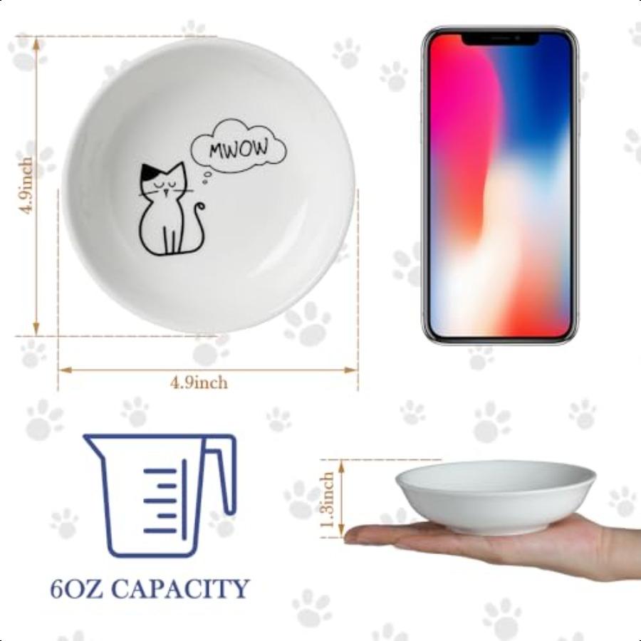

2 шт. Маленькие миски для кошек 5 дюймов Миска для кошачьего корма для домашних кошек Милая тарелка для котят Блюдо Набор посуды с нескользящим рельефом усов United States