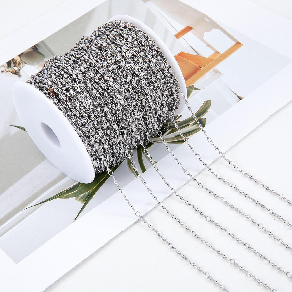 No Fade 1Meter Stainless Steel Gold & Silver Color Twist Stick Link Chain Bulk Chains for DIY Necklace Bracelet Jewelry Making