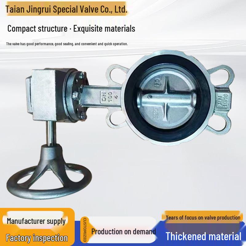 

Stainless Steel Manual Butterfly Valve with Double Clamp, Rubber Soft Seal, Turbine Handle, Vertical Wafer Type for Water Treatment Turbine EPDM Seal DN40