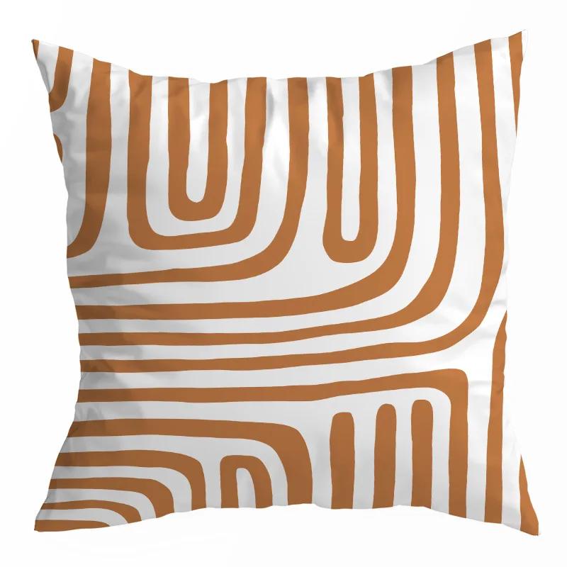 Orange Geometric Abstract Cat Print Pattern Cushion Cover for Home Living Room Sofa Decoration   Pillowcase