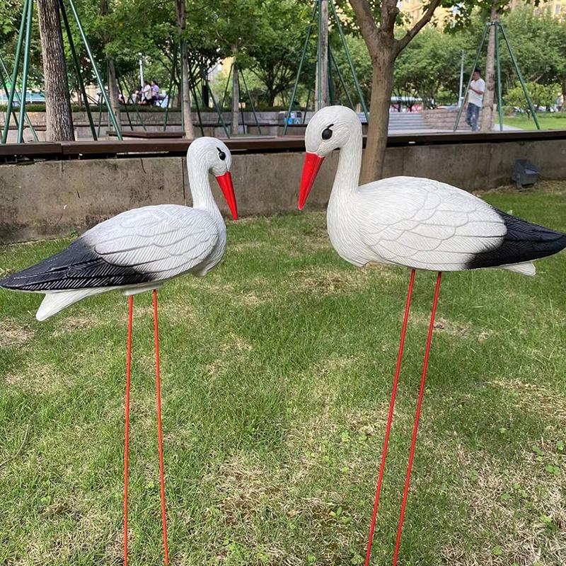 Creative Lifelike Animal Model White Crane Landscape Garden Decoration With Detachable Wire Feet Ideal For Outdoor Garden