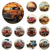 Retro Round Metal Tin Signs 2D Flat Cars Truck Decor Pattern Nostalgic Iron Painting Novelty For Cafe Bar Man Cave Wall Decor