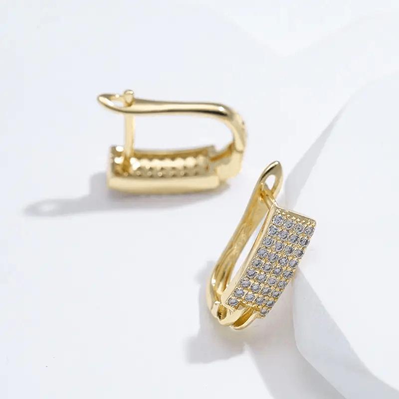 Xiaomi Huitan Metal Gold Color Hoop Earrings for Women Geometric Shaped CZ Earrings Temperament Accessories Modern Fashion Jewelry
