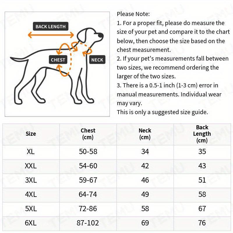 Thick Winter Dog Jacket for Large Dogs - Waterproof Windproof Reflective Coat with Adjustable Straps & Snap Buttons, 100% Polyester