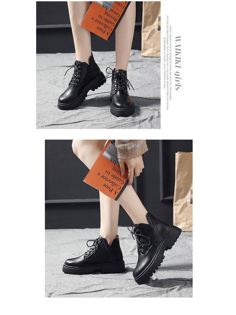 Dámské motocyklové boty Martin v britském stylu - Podzim/Zima, Prodyšné, Silná podrážka, Kotníkové boty s vysokým svrškem pro studentky