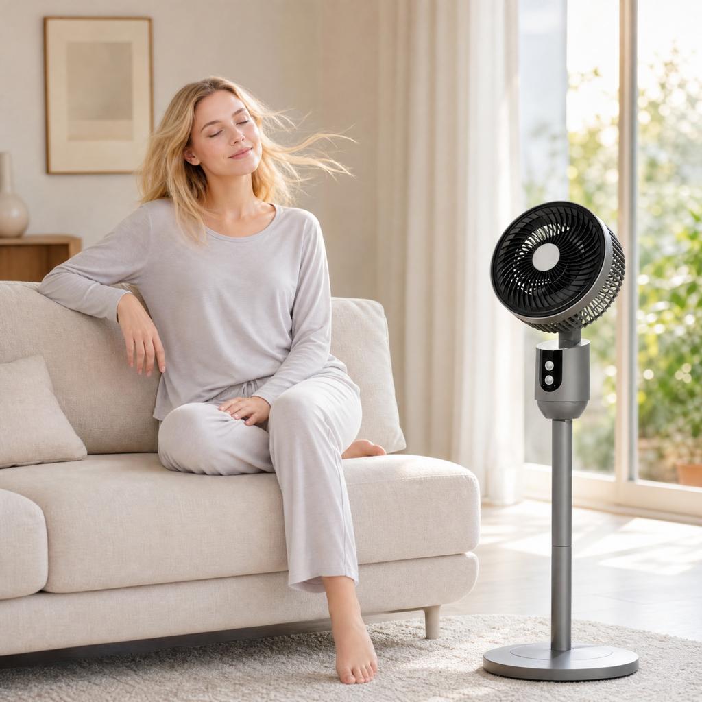 Pedestal Fan with Remote Control - 3 Oscillating Floor Fan, 7.5 Hour Timer, Adjustable Height Table and Floor Use for Bedroom Home