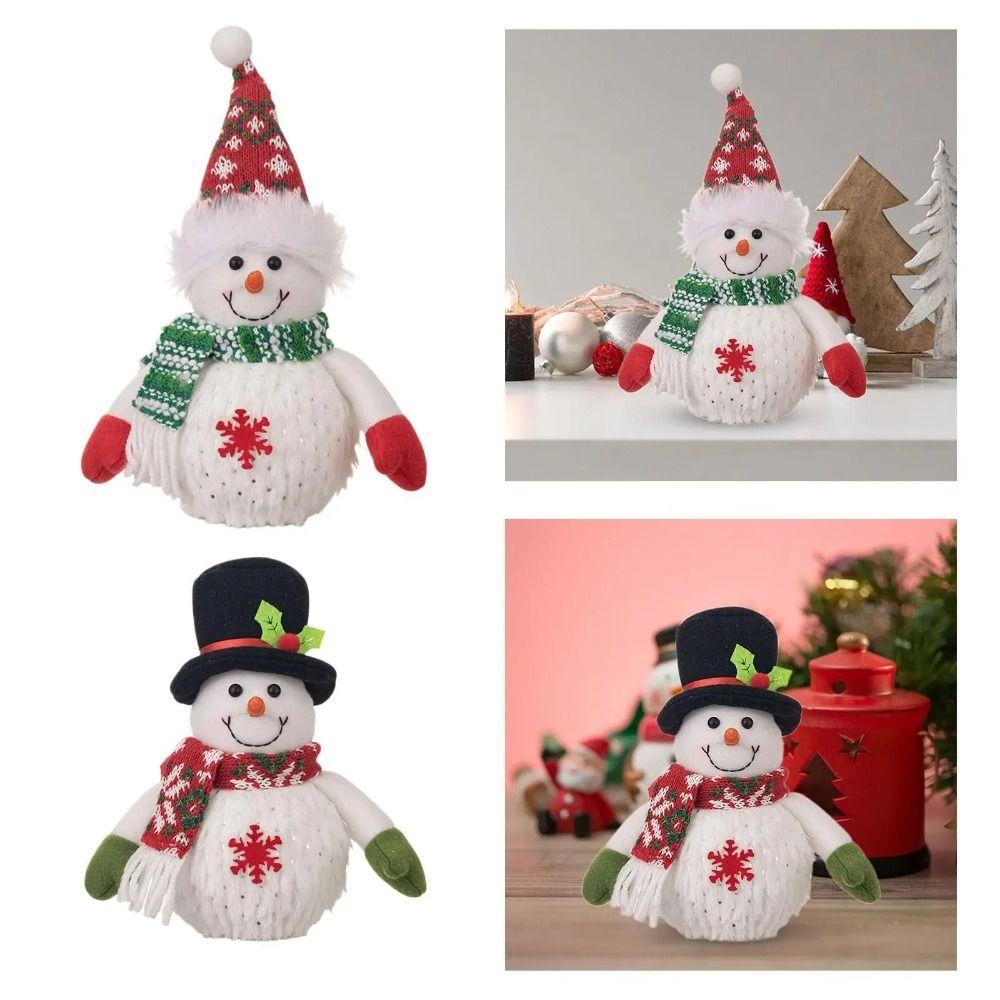 Cartoon Glowing Snowman Figurine Snowflake Luminous Snowman Ornament  Merry Christmas Decor