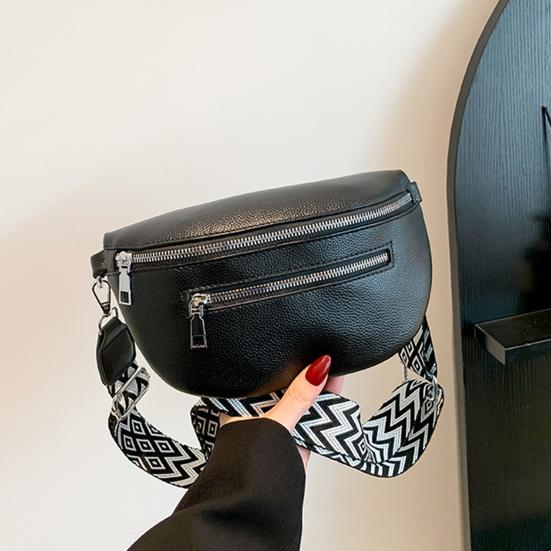 Unisex Crossbody Fanny Pack Faux Leather Waist Pouch with Multiple Zippered Pockets Waist Bag with Adjustable Strap for Travel Work Sports