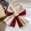 Comfortable Neck Wrap for Home Office Knitted Warmer Scarf Women, Winter Cold Weather Windproof Gaiter, Cross Interleaved Buckle Contrast Color Shawl
