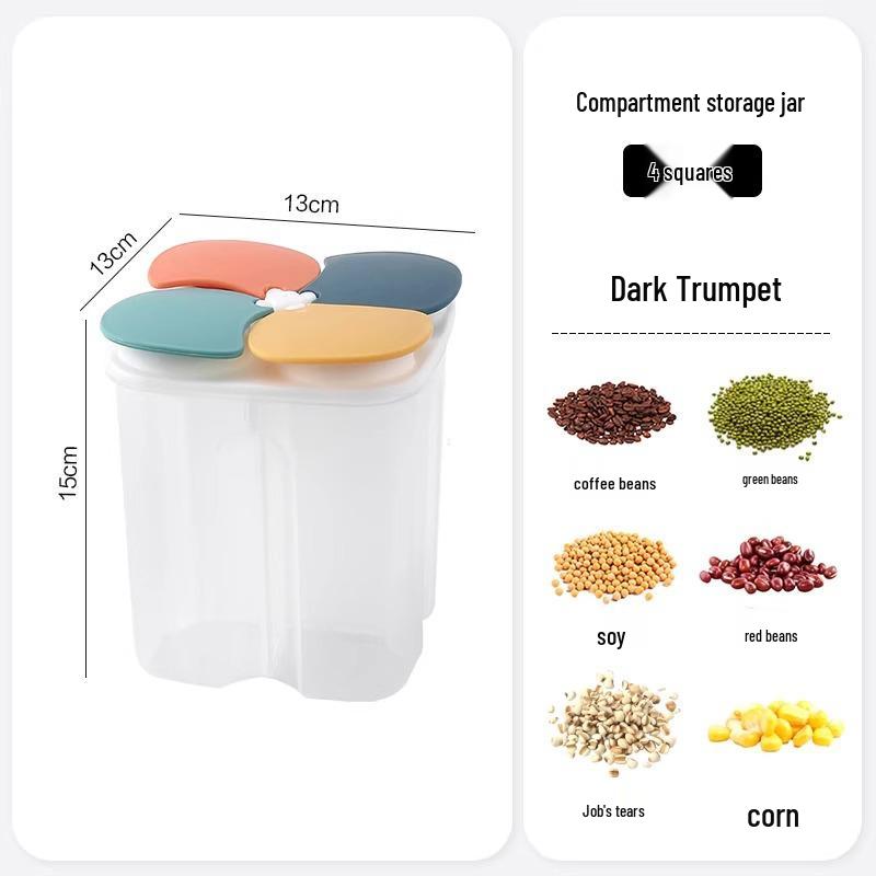 Food Grade Multi-Grain Noodles & Beans Storage Container with Sealed Compartments