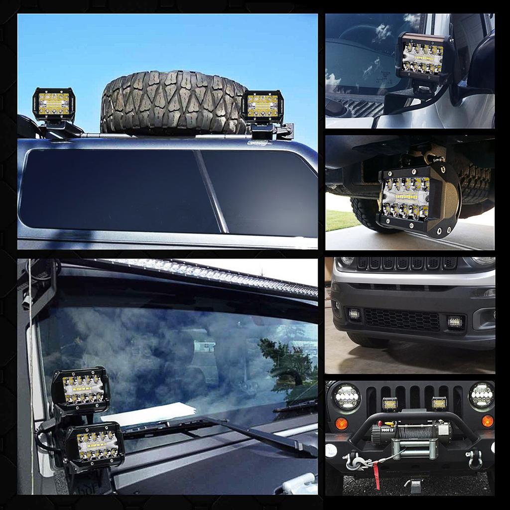 4 Inch 60W LED Spot Lights Combo IP67 Waterproof Off Road Work Driving Lights for Truck Boat ATV UTV Jeep Head Light