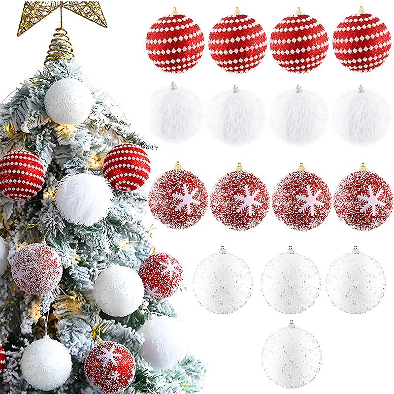 Ensemble de 16 Pièces d'Ornements de Noël Fabriqués à la Main Kit Décorations Festives pour Arbre Boule en Mousse de Noël Décorations de Fête Uniques Faites à la Main
