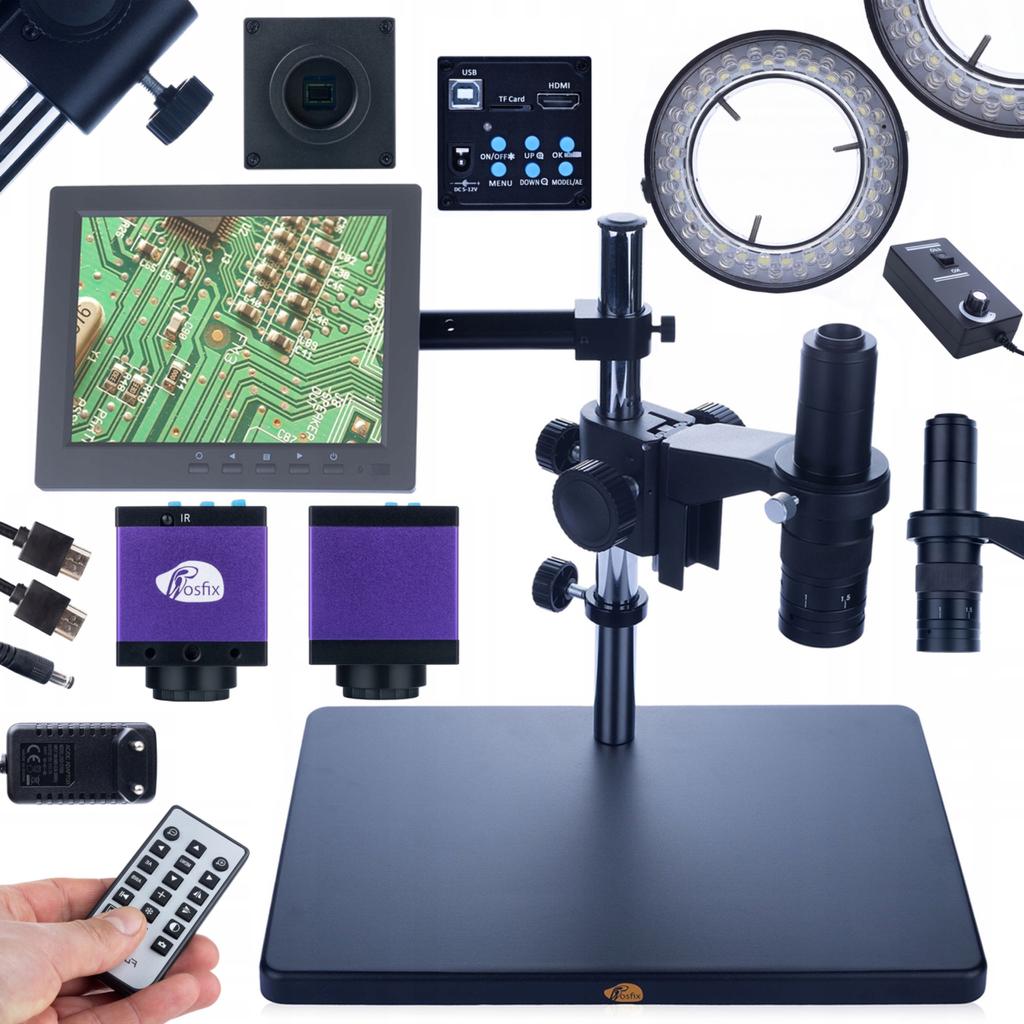 Rosfix Mikroskopický set Earth Pro MCEP-0.5X – Vysoká kvalita optiky | Zoom 7x-45x | Nastavitelný 56xLED osvětlovač a kamera Tucana