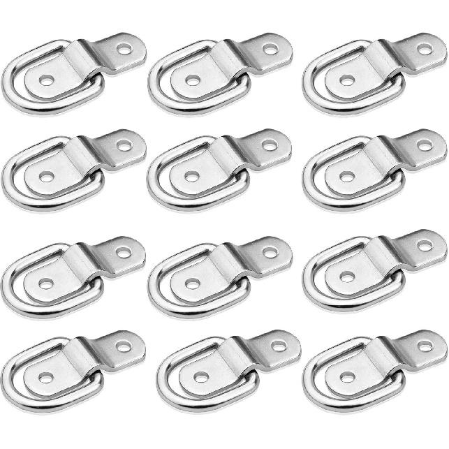 D-Ring Tie Downs Anchor1/4” Heavy Duty Surface Floor Mount Lashing Rings 2400 Lbs Cargo Trailers Load-Bearing Hangers Bracket (Pack Of 12)