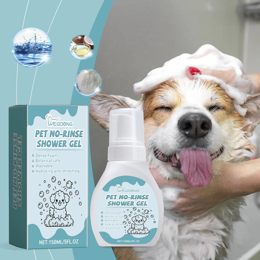 Pet no-rinse cleaning mousse, dry shampoo, and bubble bath for cats and dogs, effectively removes odors and dirt without rinsing