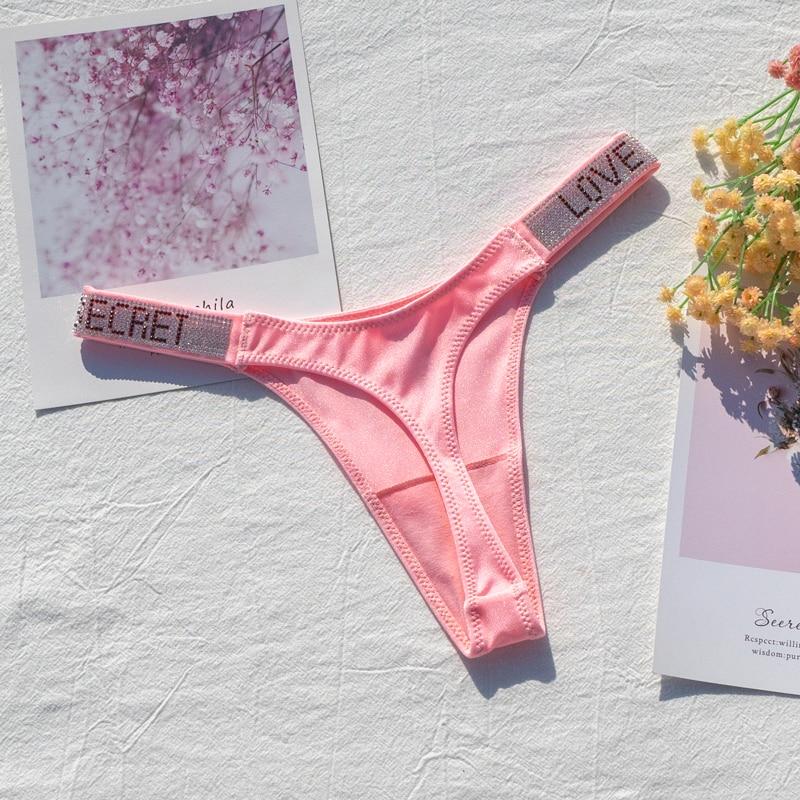 Damen Slips Glänzende Strasssteine Sexy Dessous Damen Hüfttief Nylon Damenunterwäsche Geheimes G-String Neonfarbe Damen Tanga EMA